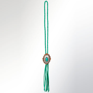 American Darling ADJW106D Braided Genuine Leather Jewelry Necklace with Concho